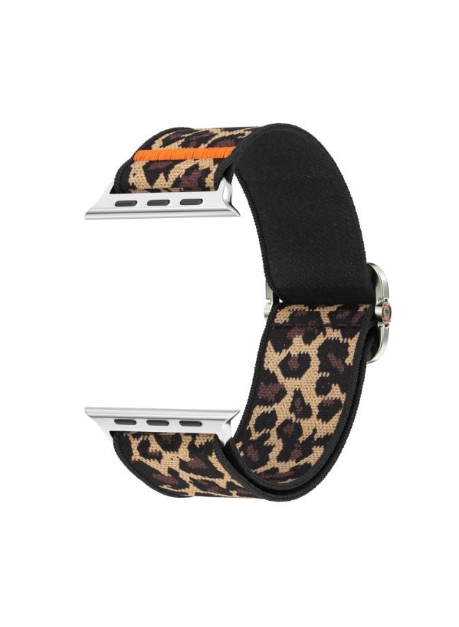 حزام نايلون قابل للتعديل لساعة Apple Watch Series 10/9/8/7/6/5/Ultra 2/Ultra - 49 مم 44 مم 45 مم 42 مم 46 مم مع مشبك معدني (بني نمر) - Image 5